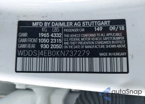 2019 Mercedes-Benz Cla 250 из США, поврежденный, VIN WDDSJ4EB0KN737279